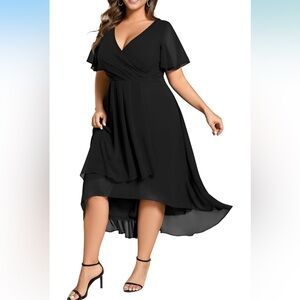 Ever-Pretty Women's A Line Curvy Pleated Chiffon Plus Size Formal Dress